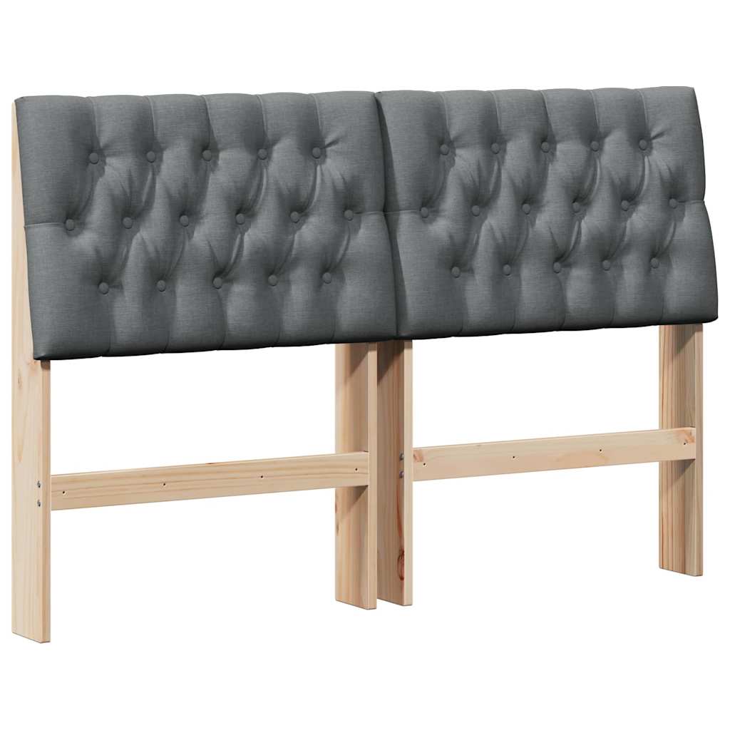 Testiera imbottita Grigio scuro 140 cm Pino massello