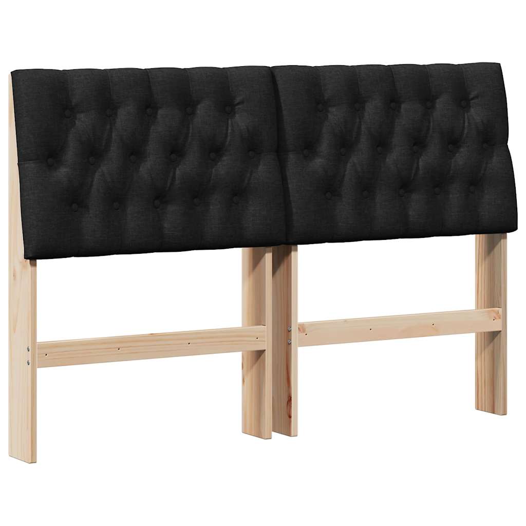Testiera imbottita Nero 140 cm Pino massello
