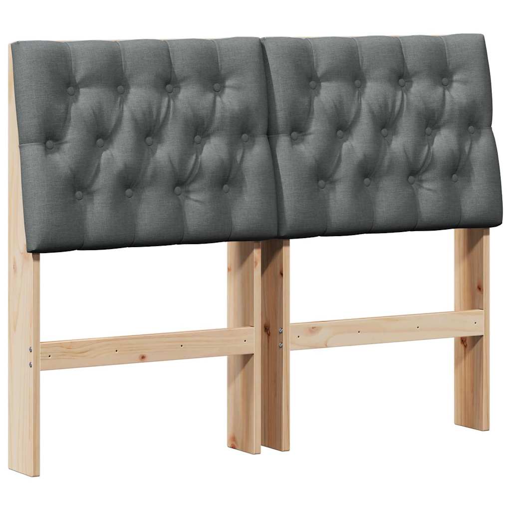 Testiera imbottita Grigio scuro 120 cm Pino massello