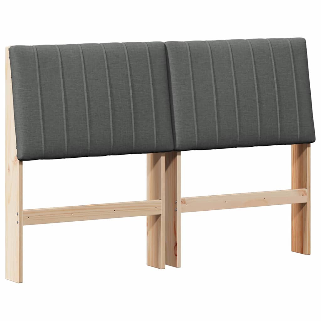 Testiera imbottita Grigio scuro 140 cm Pino massello