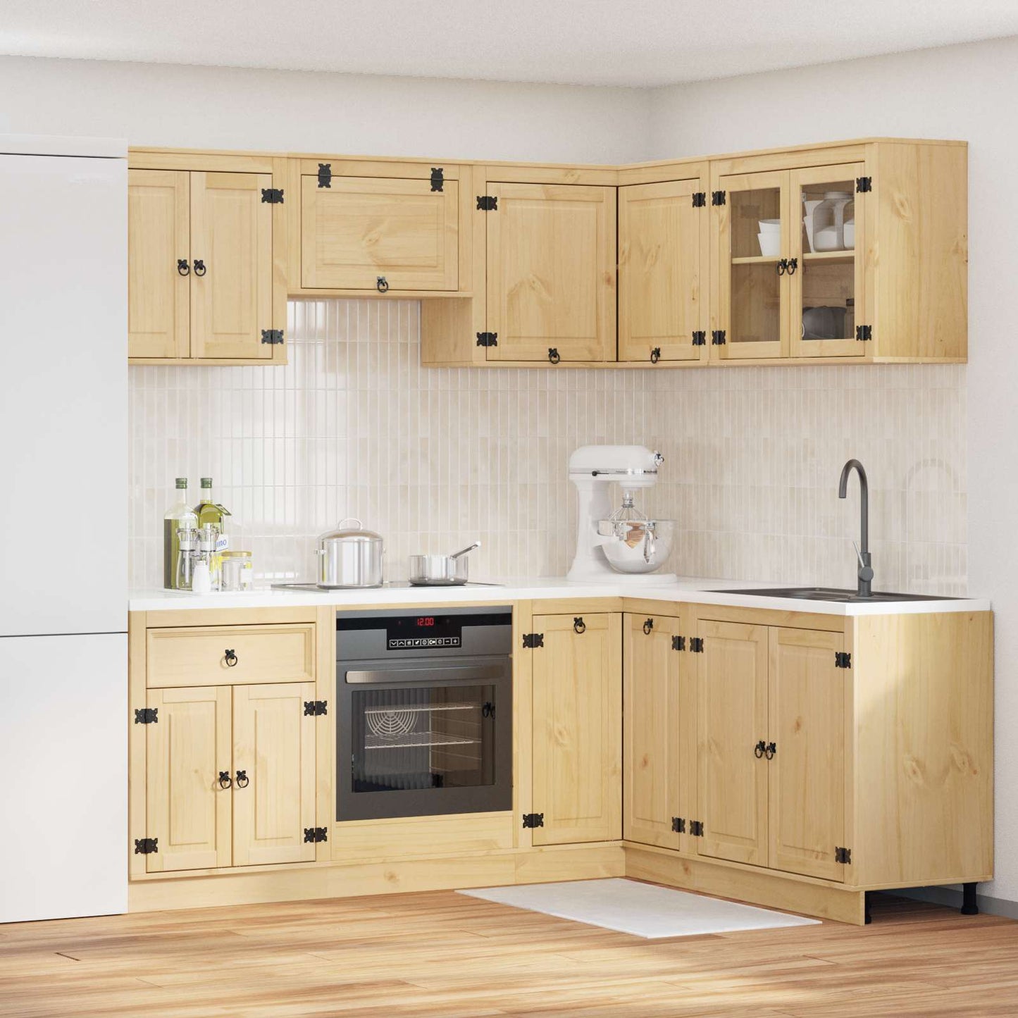 Armadietto con porta SKI 8 pcs Marrone Miele Pino massello