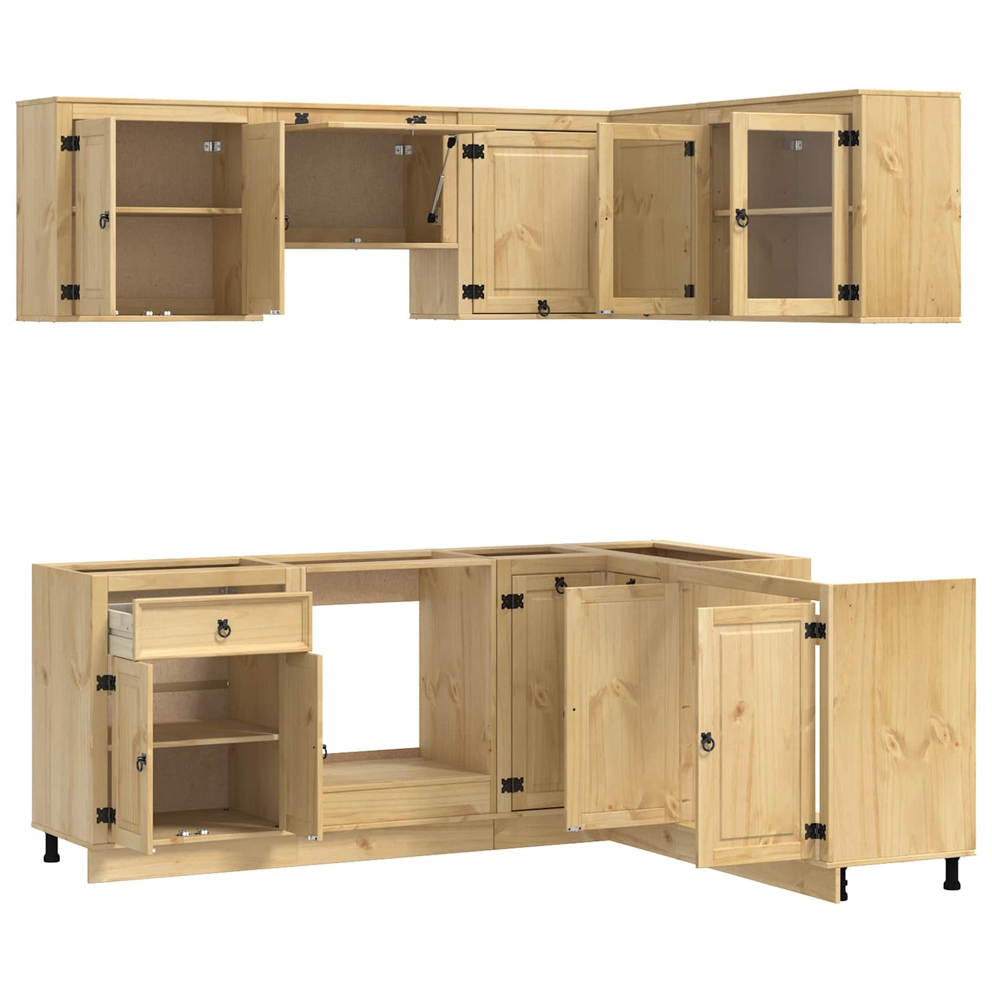 Armadietto con porta SKI 8 pcs Marrone Miele Pino massello