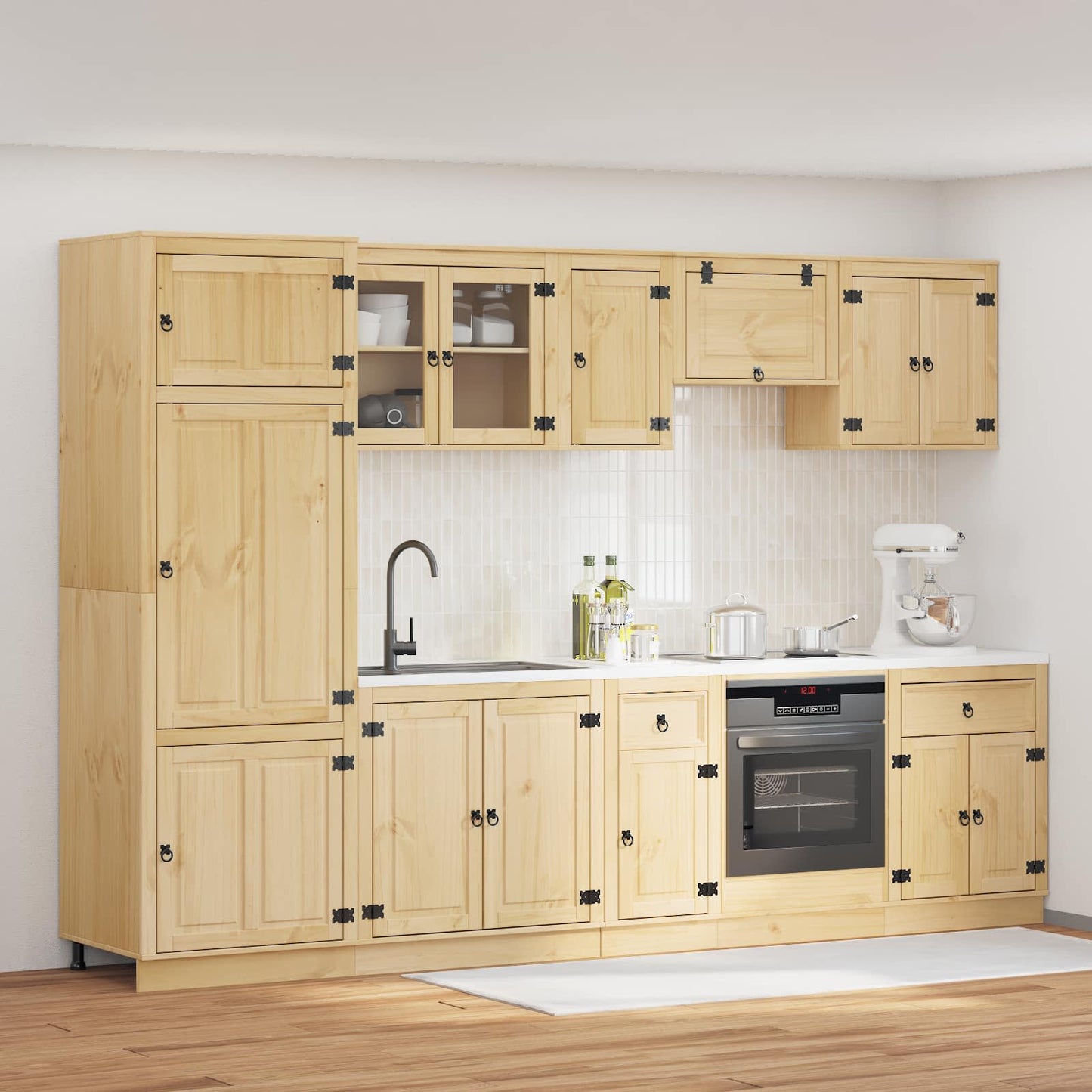 Armadietto con cassetto SKI 9 pcs Marrone Miele Pino massello