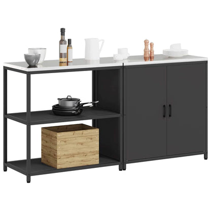 Set di Stoccaggio per Cucina con lo scaffale 2 pcs Nero