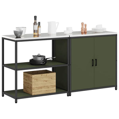 Set di Stoccaggio per Cucina con lo scaffale 2 pcs Verde oliva