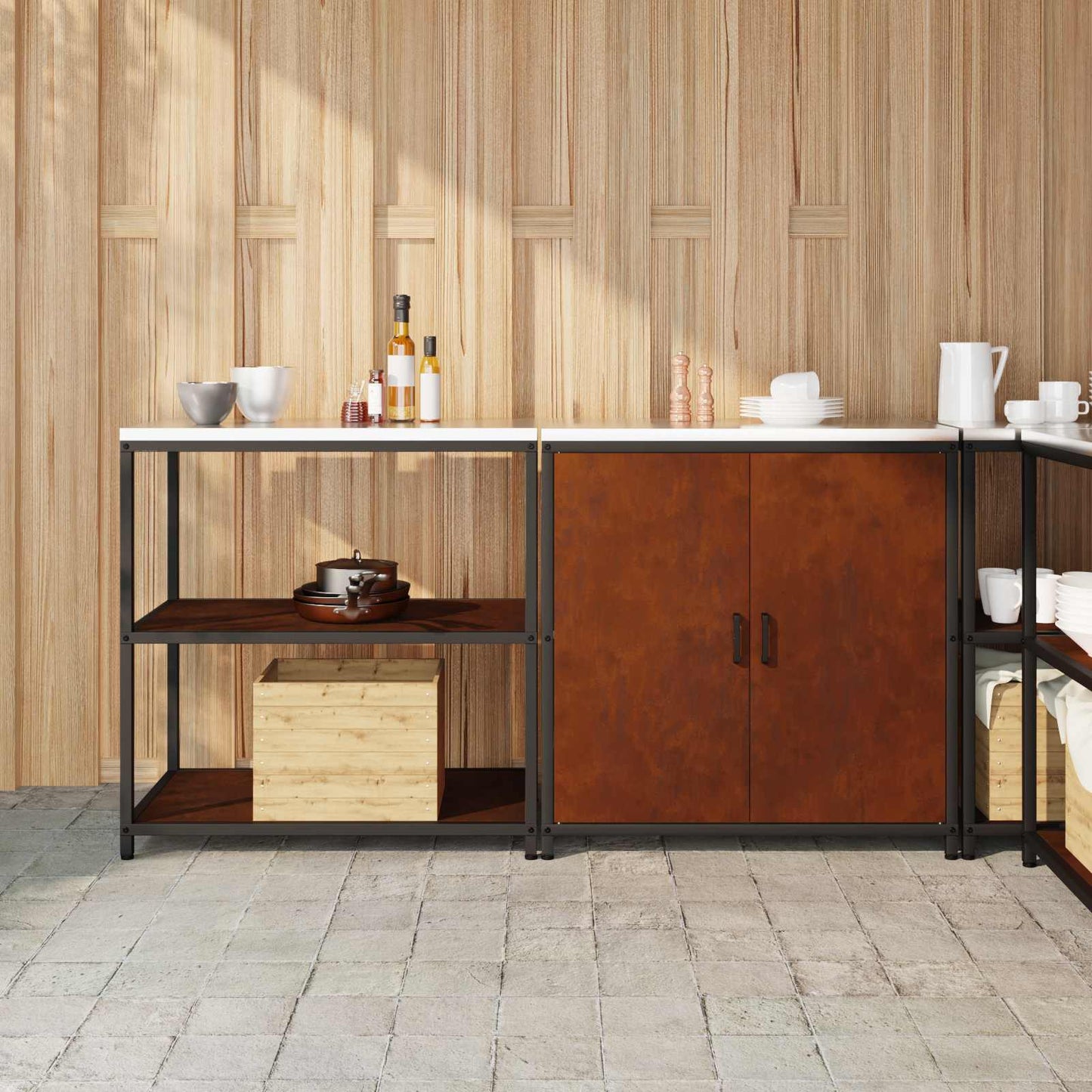 Set di Stoccaggio per Cucina con lo scaffale 2 pcs Ruggine