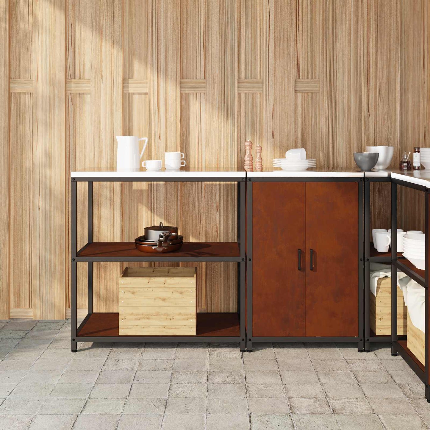 Set di Stoccaggio per Cucina con lo scaffale 2 pcs Ruggine