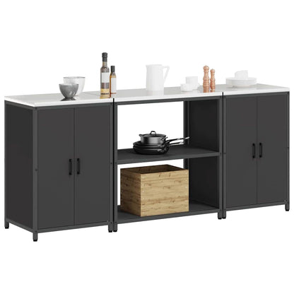 Set di Stoccaggio per Cucina con lo scaffale 3 pcs Nero