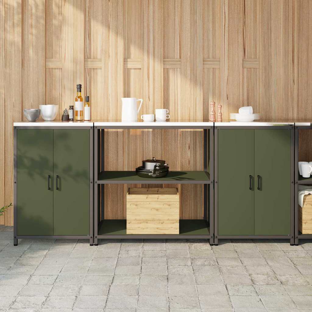 Set di Stoccaggio per Cucina con lo scaffale 3 pcs Verde oliva