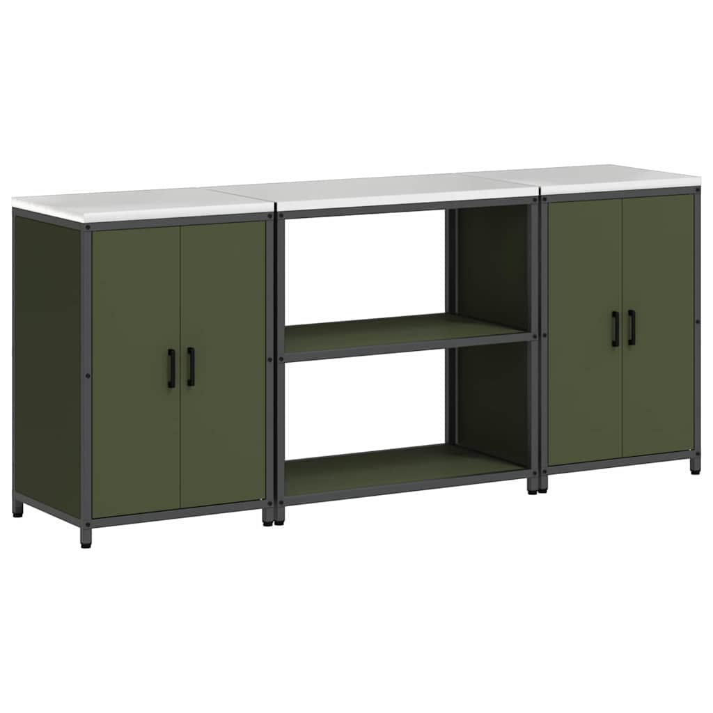 Set di Stoccaggio per Cucina con lo scaffale 3 pcs Verde oliva