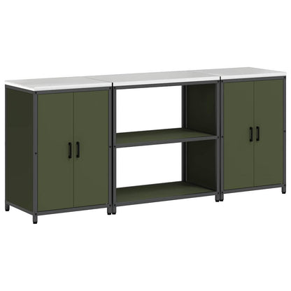 Set di Stoccaggio per Cucina con lo scaffale 3 pcs Verde oliva
