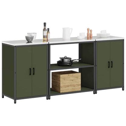 Set di Stoccaggio per Cucina con lo scaffale 3 pcs Verde oliva