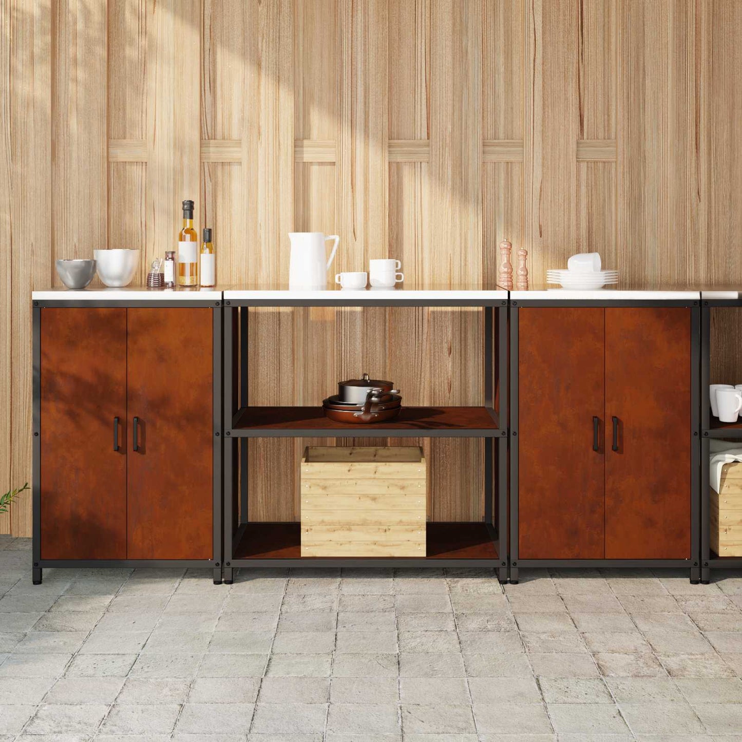 Set di Stoccaggio per Cucina con lo scaffale 3 pcs Ruggine