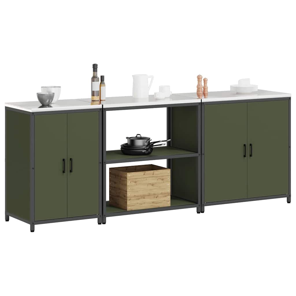 Set di Stoccaggio per Cucina Altro 3 pcs Verde oliva Acciaio