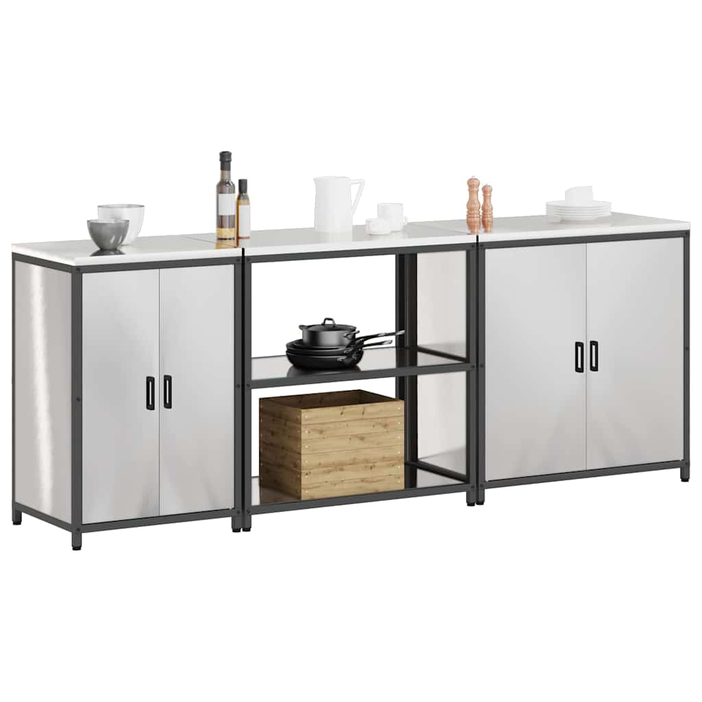Set di Stoccaggio per Cucina 3 pcs Argento Acciaio inossidabile