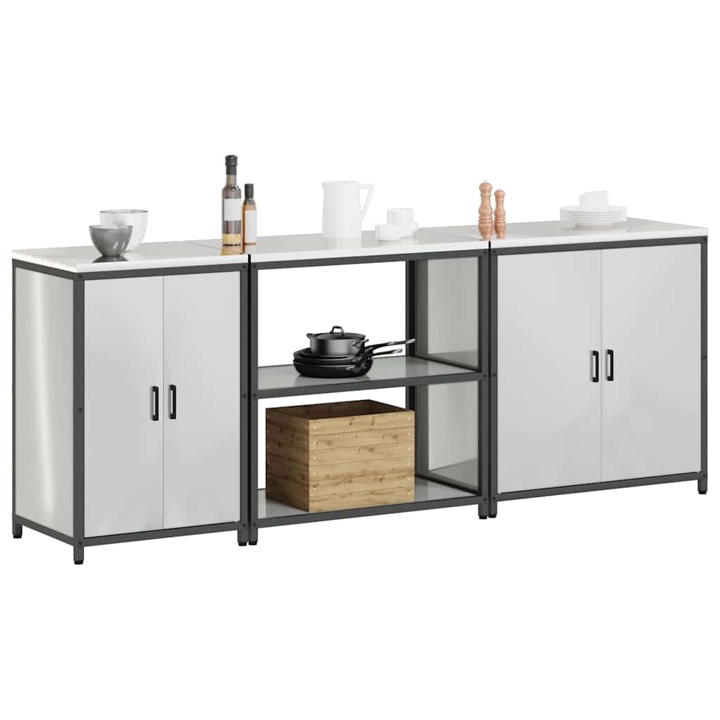 Set di Stoccaggio per Cucina 3 pcs Argento Acciaio zincato