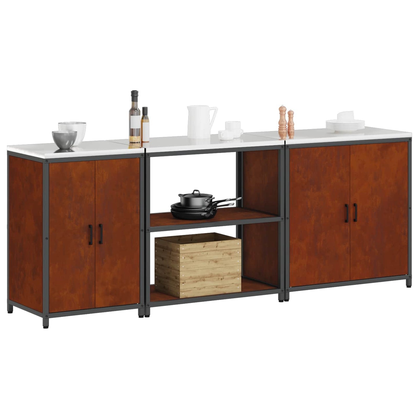 Set di Stoccaggio per Cucina con lo scaffale 3 pcs Ruggine
