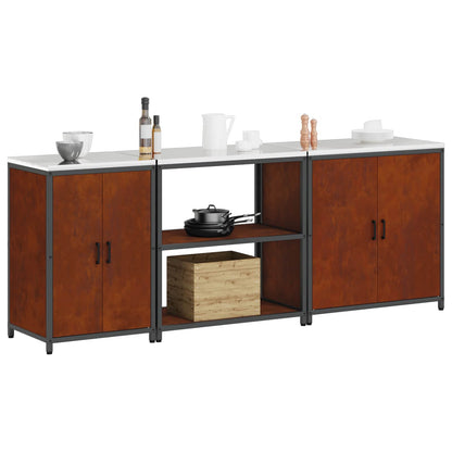 Set di Stoccaggio per Cucina con lo scaffale 3 pcs Ruggine