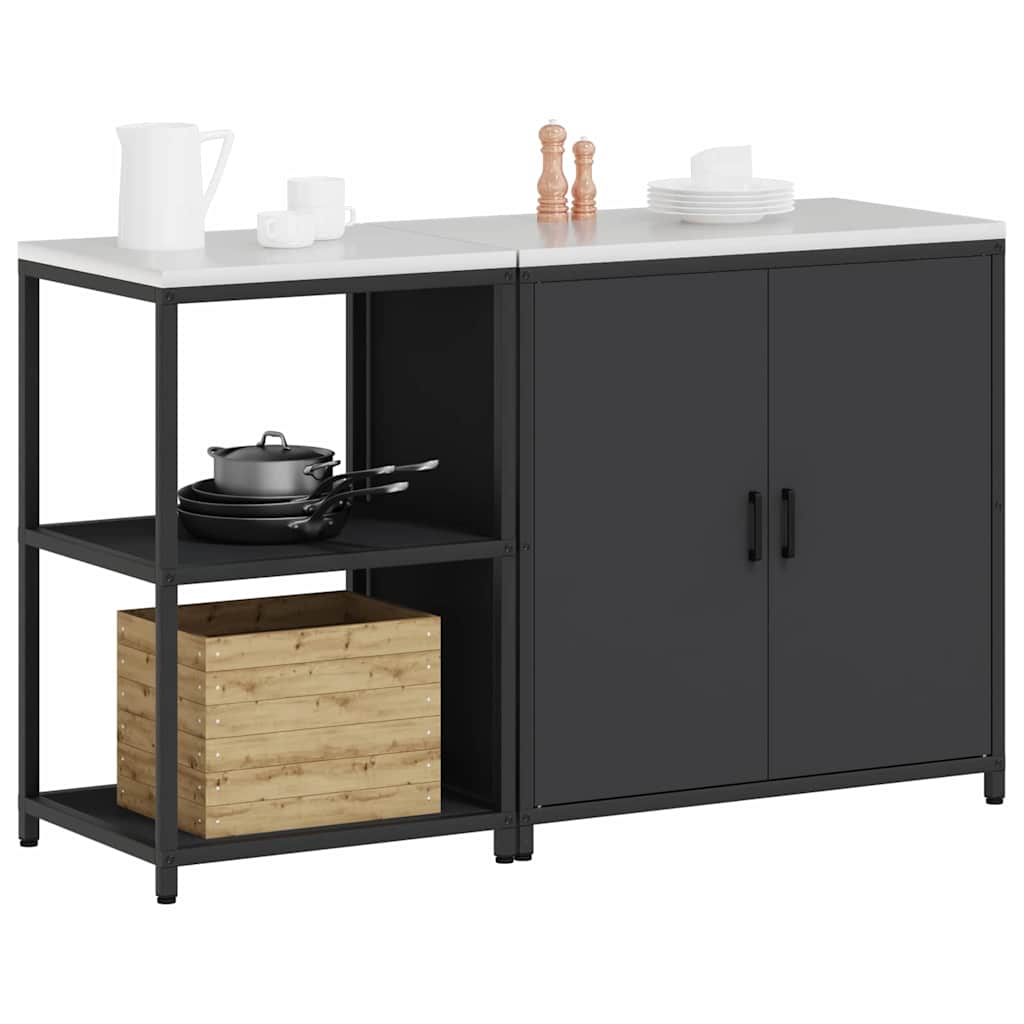 Set di Stoccaggio per Cucina con lo scaffale 2 pcs Nero