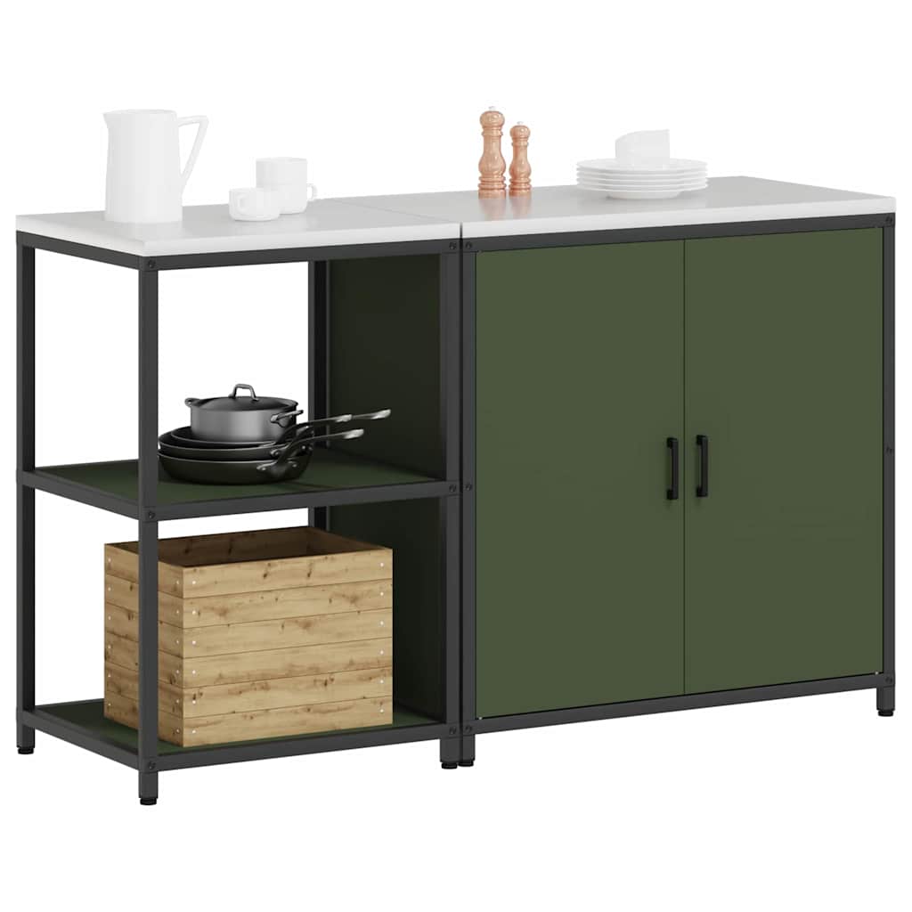 Set di Stoccaggio per Cucina con lo scaffale 2 pcs Verde oliva