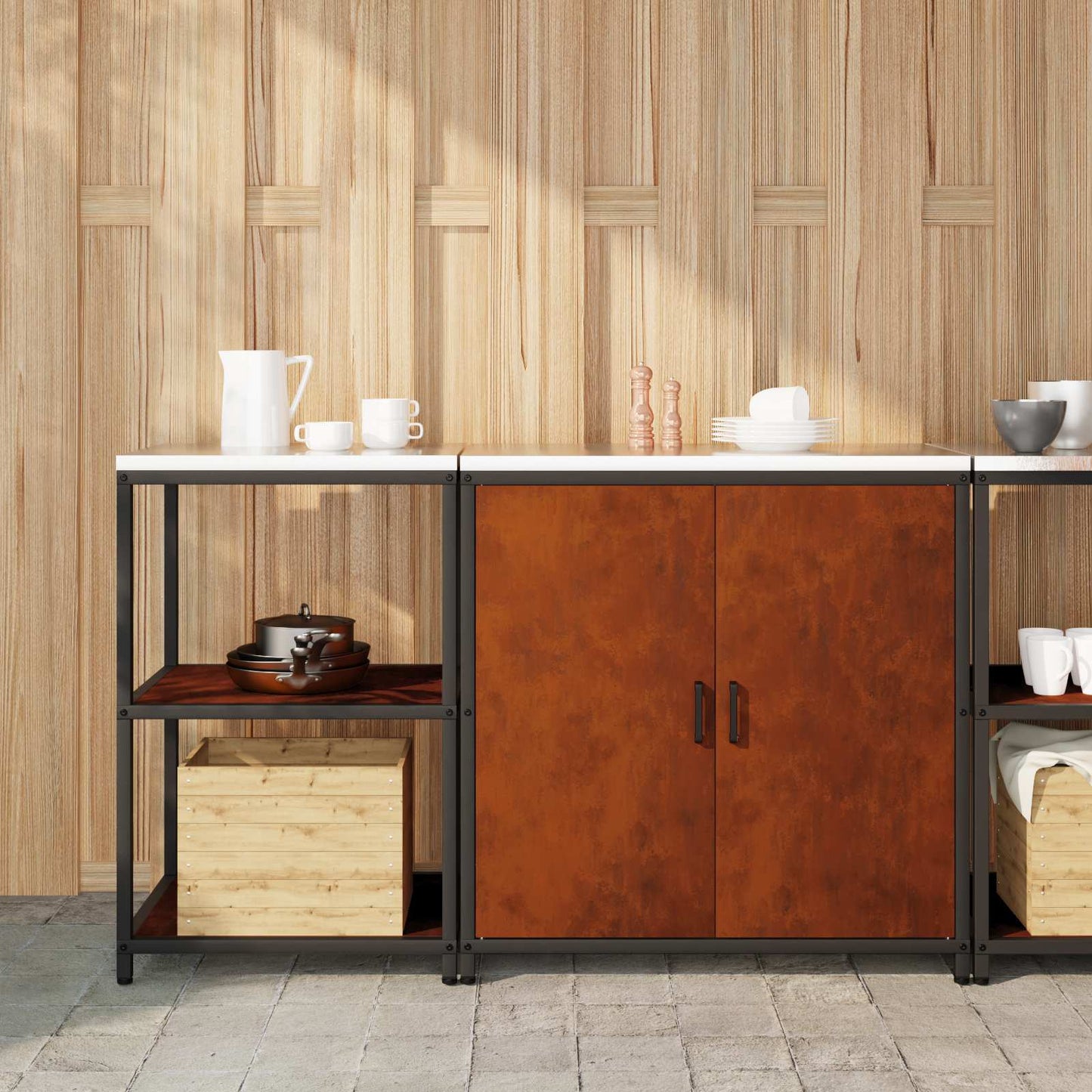 Set di Stoccaggio per Cucina con lo scaffale 2 pcs Ruggine