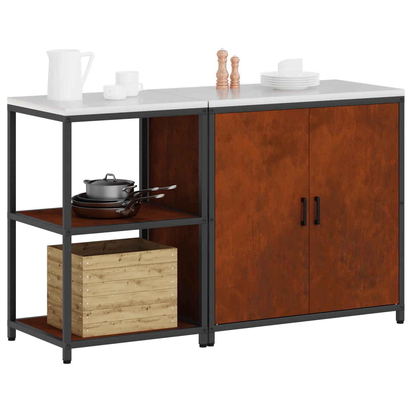 Set di Stoccaggio per Cucina con lo scaffale 2 pcs Ruggine