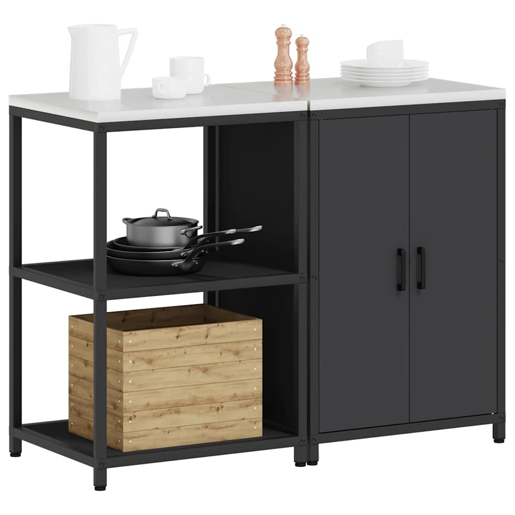 Set di Stoccaggio per Cucina con lo scaffale 2 pcs Nero