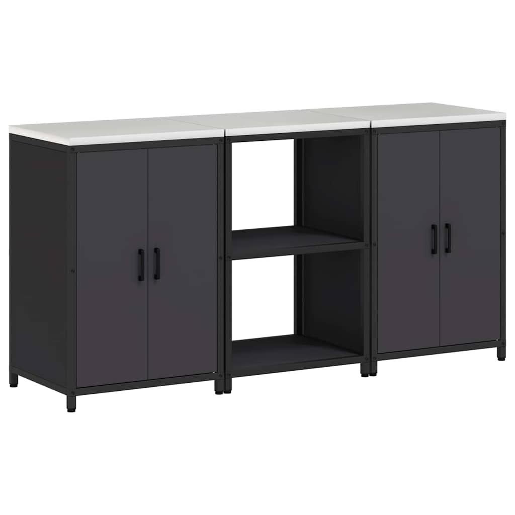 Set di Stoccaggio per Cucina con lo scaffale 3 pcs Nero