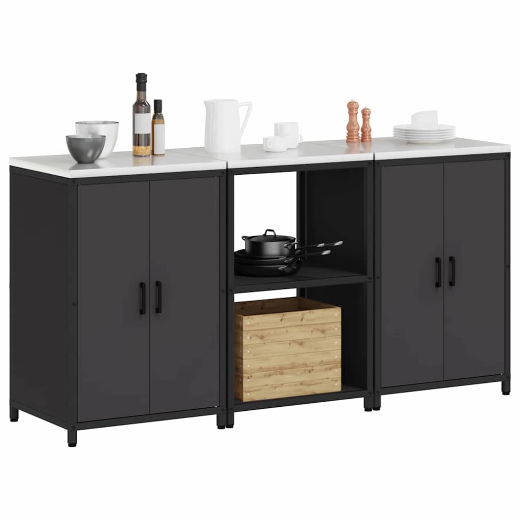 Set di Stoccaggio per Cucina con lo scaffale 3 pcs Nero