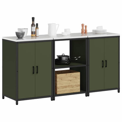 Set di Stoccaggio per Cucina con lo scaffale 3 pcs Verde oliva
