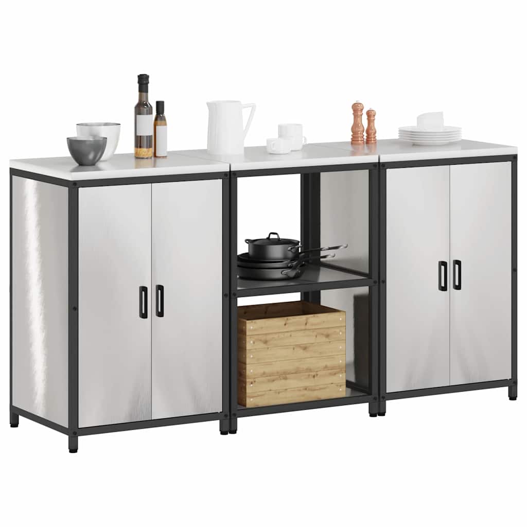 Set di Stoccaggio per Cucina 3 pcs Argento Acciaio inossidabile