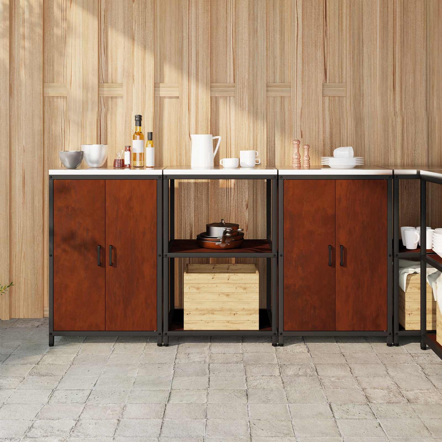 Set di Stoccaggio per Cucina con lo scaffale 3 pcs Ruggine