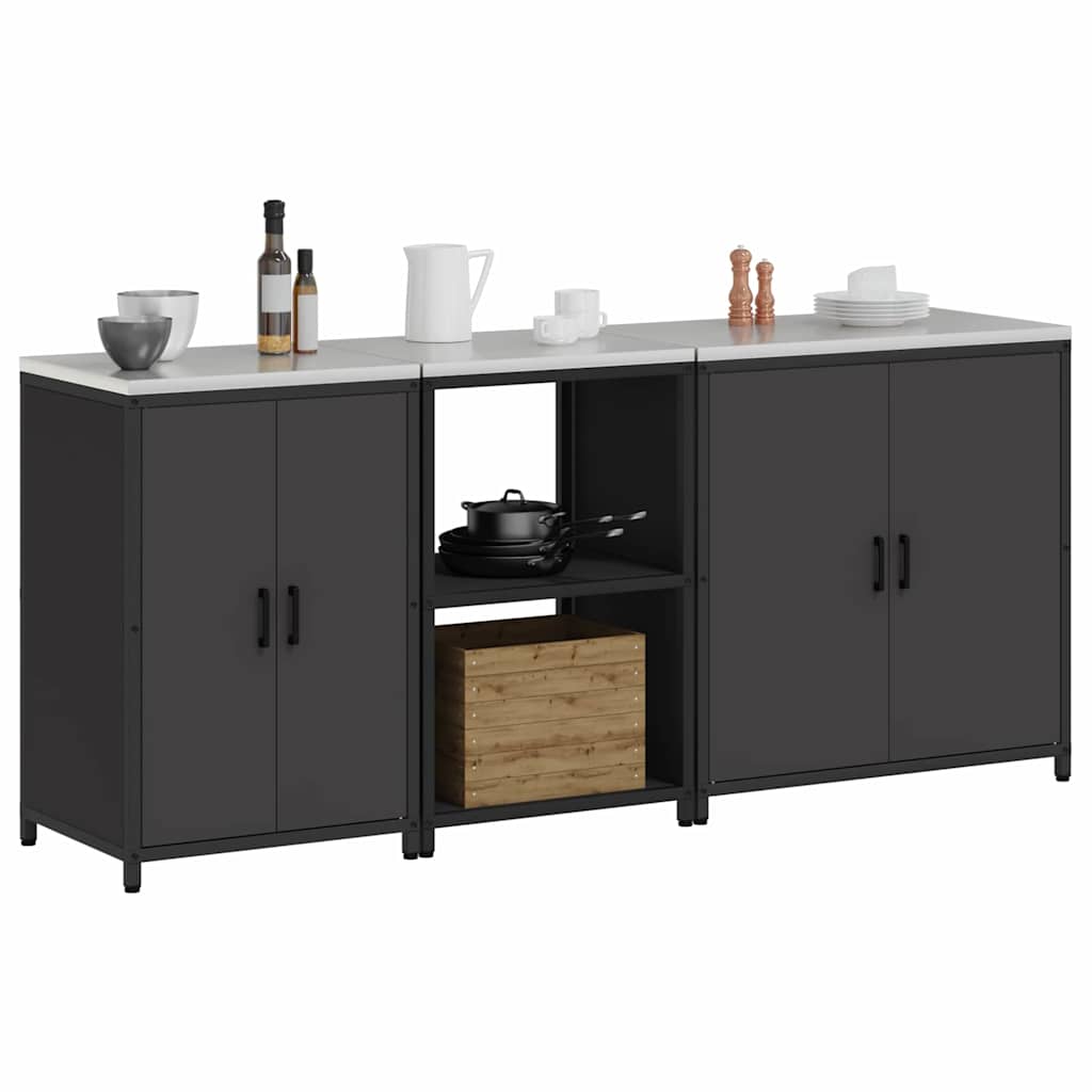 Set di Stoccaggio per Cucina con lo scaffale 3 pcs Nero