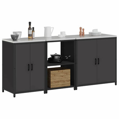 Set di Stoccaggio per Cucina con lo scaffale 3 pcs Nero