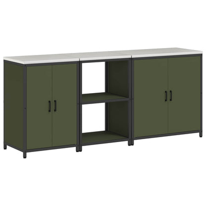Set di Stoccaggio per Cucina con lo scaffale 3 pcs Verde oliva