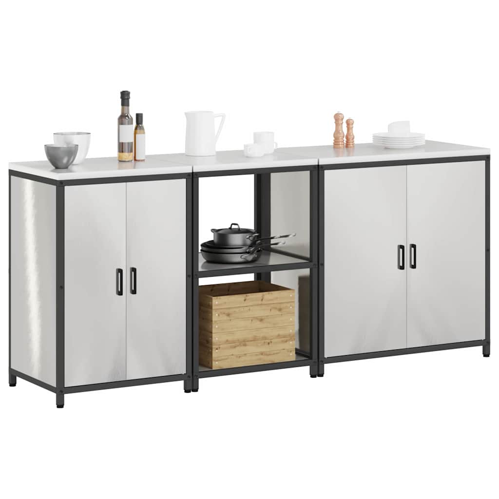 Set di Stoccaggio per Cucina 3 pcs Argento Acciaio inossidabile