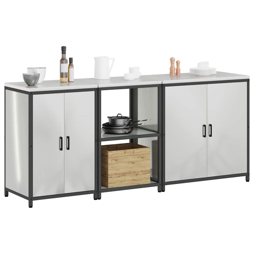 Set di Stoccaggio per Cucina 3 pcs Argento Acciaio zincato