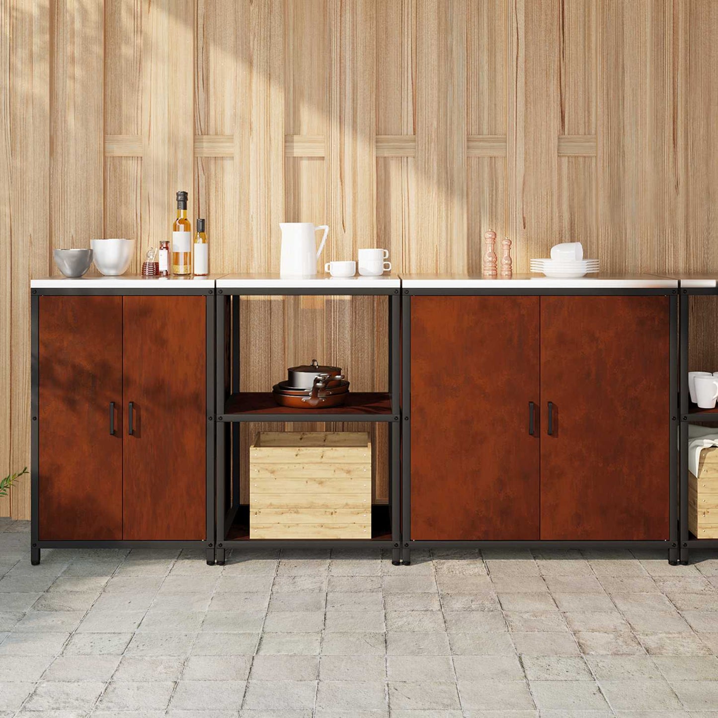 Set di Stoccaggio per Cucina con lo scaffale 3 pcs Ruggine
