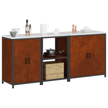 Set di Stoccaggio per Cucina con lo scaffale 3 pcs Ruggine