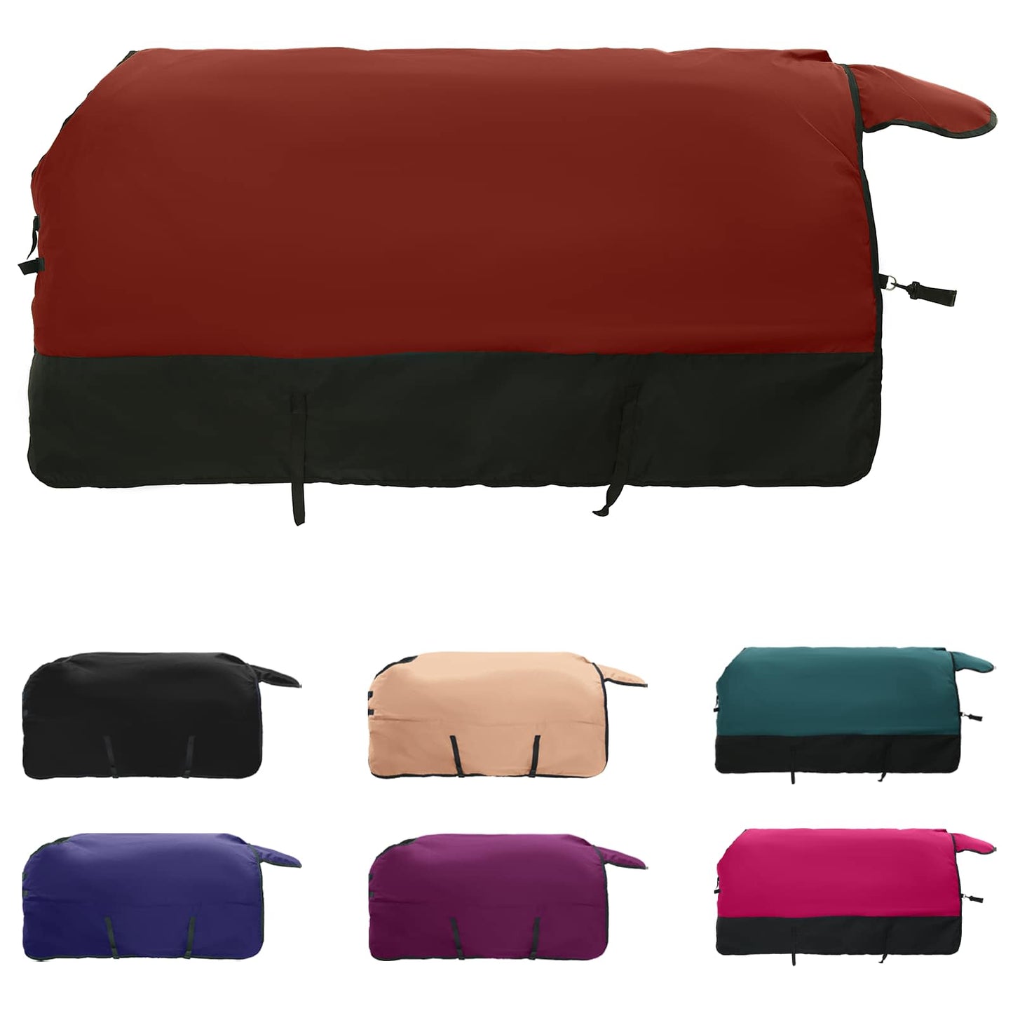 Coperta per Cavalli Verde Scuro e Nero 165 cm Poliestere