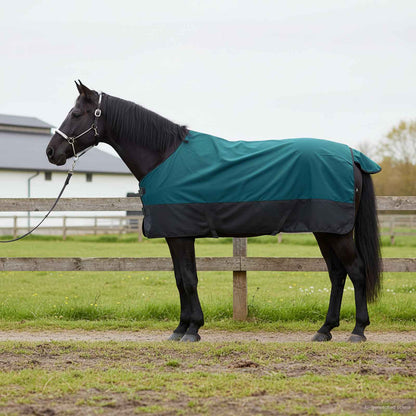 Coperta per Cavalli Verde Scuro e Nero 115 cm Poliestere