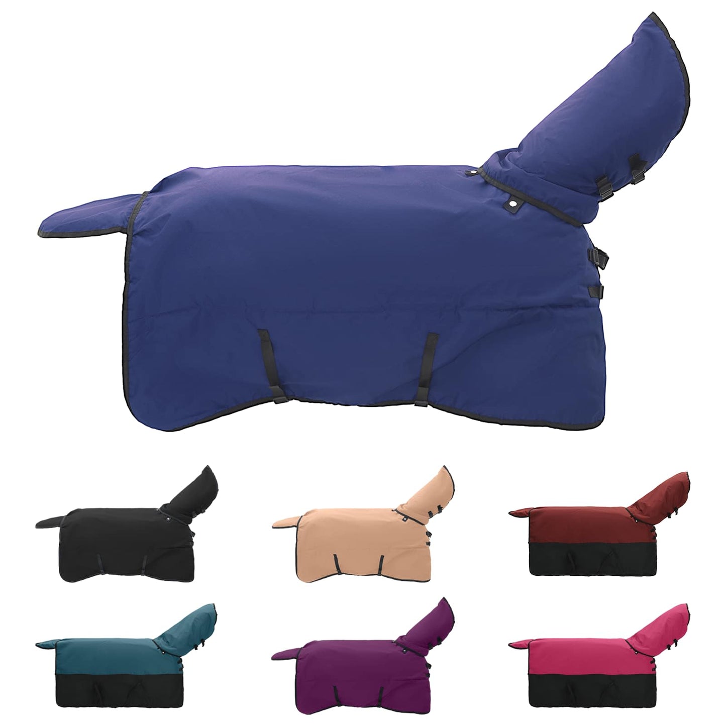 Coperta per Cavalli Verde Scuro e Nero 145 cm Poliestere