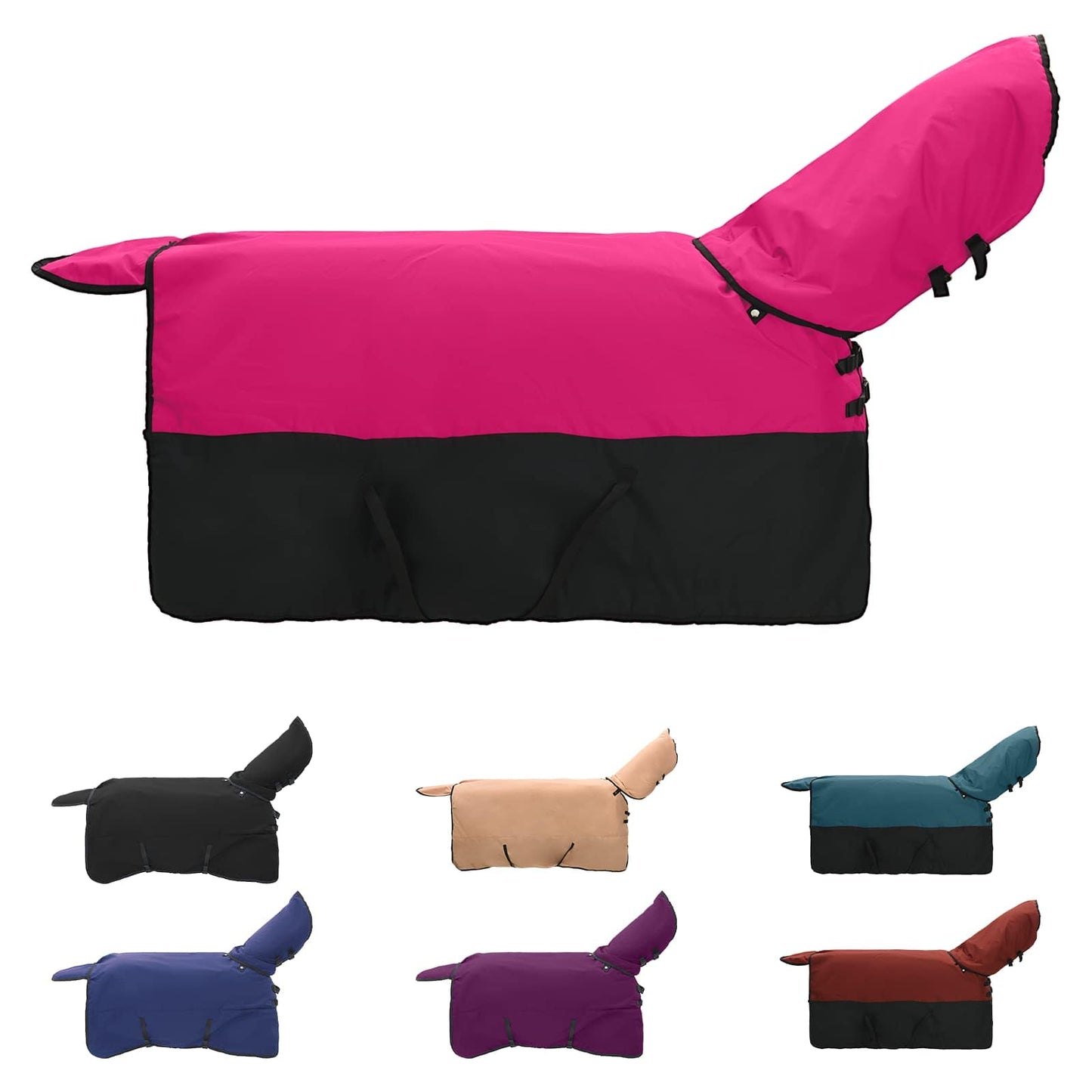 Coperta per Cavalli Rosa e Nero 155 cm Poliestere
