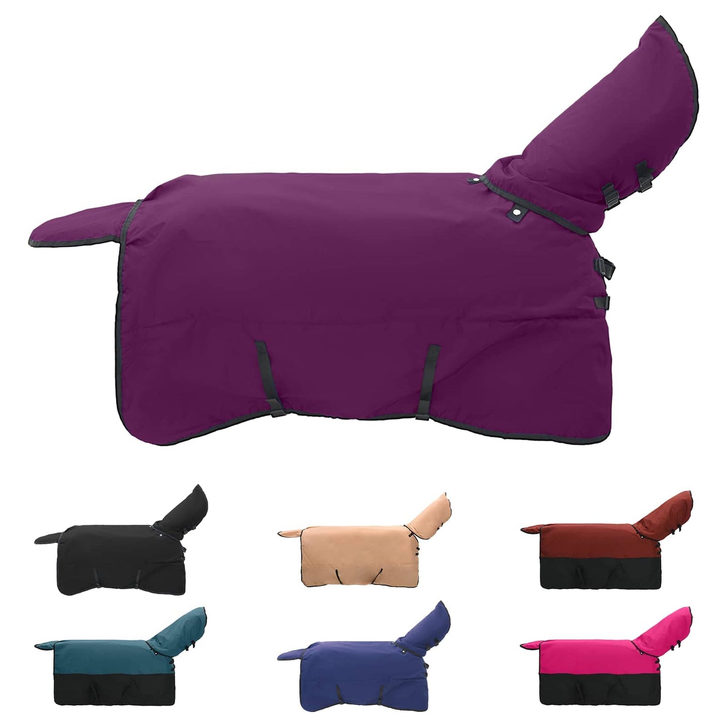 Coperta per Cavalli Verde Scuro e Nero 155 cm Poliestere