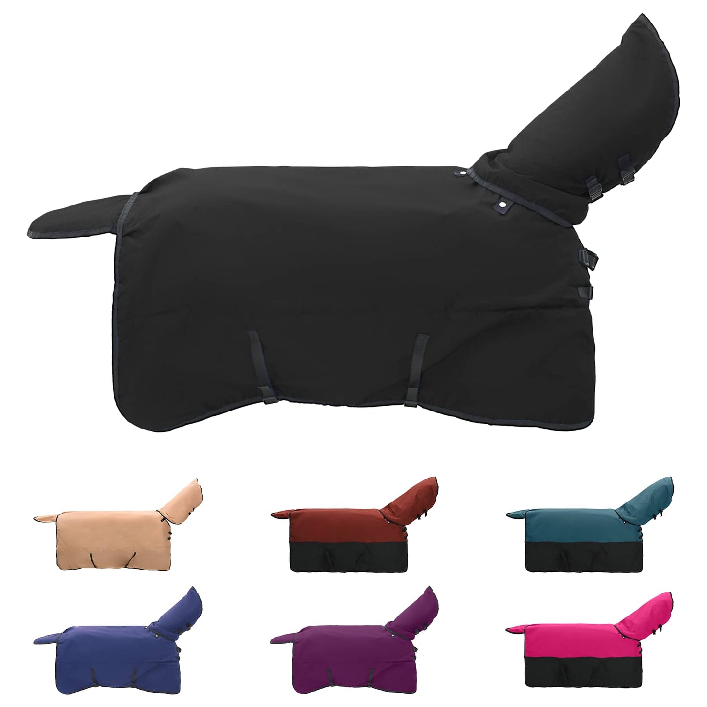 Coperta per Cavalli Verde Scuro e Nero 75 cm Poliestere