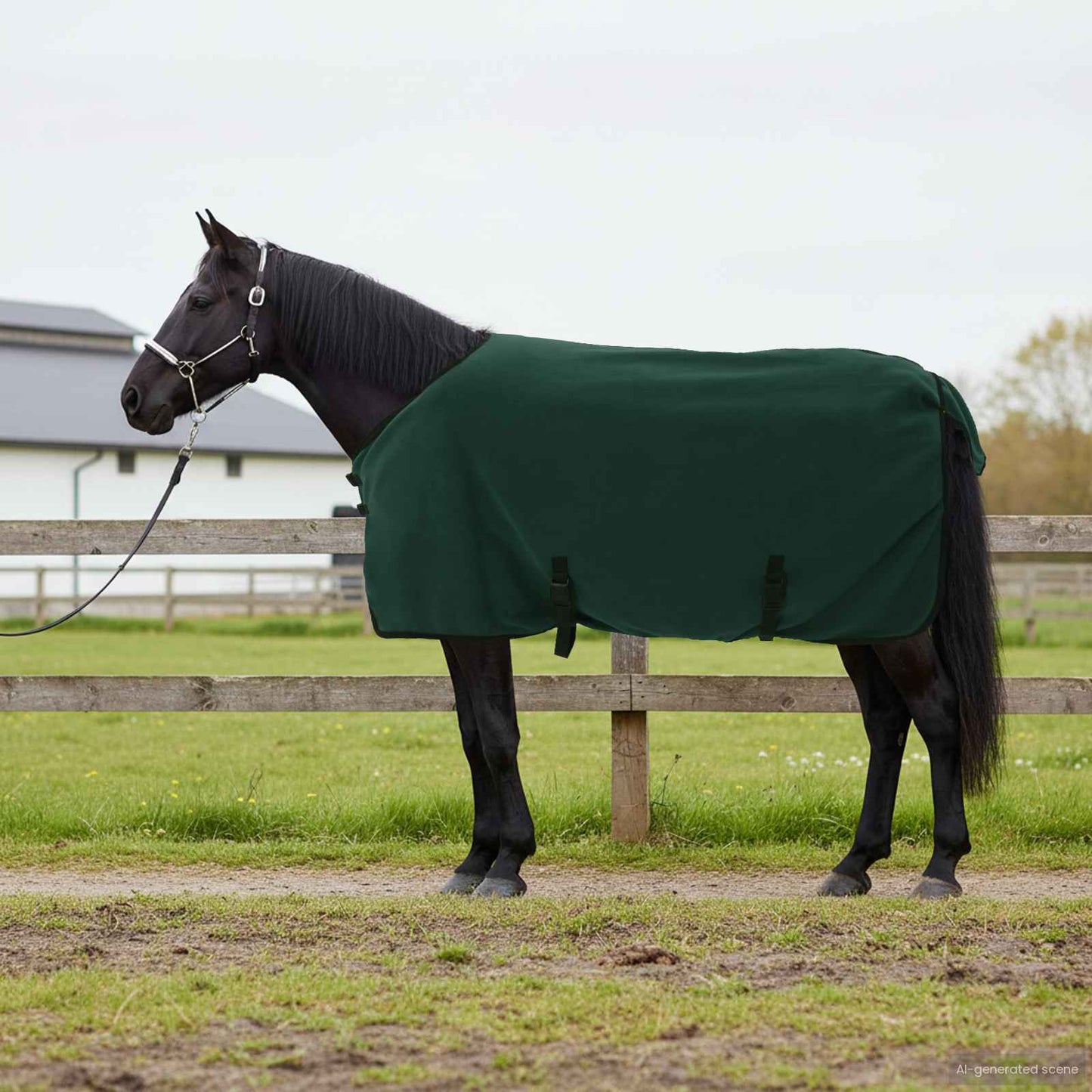 Coperta per Cavalli Verde scuro completo Poliestere