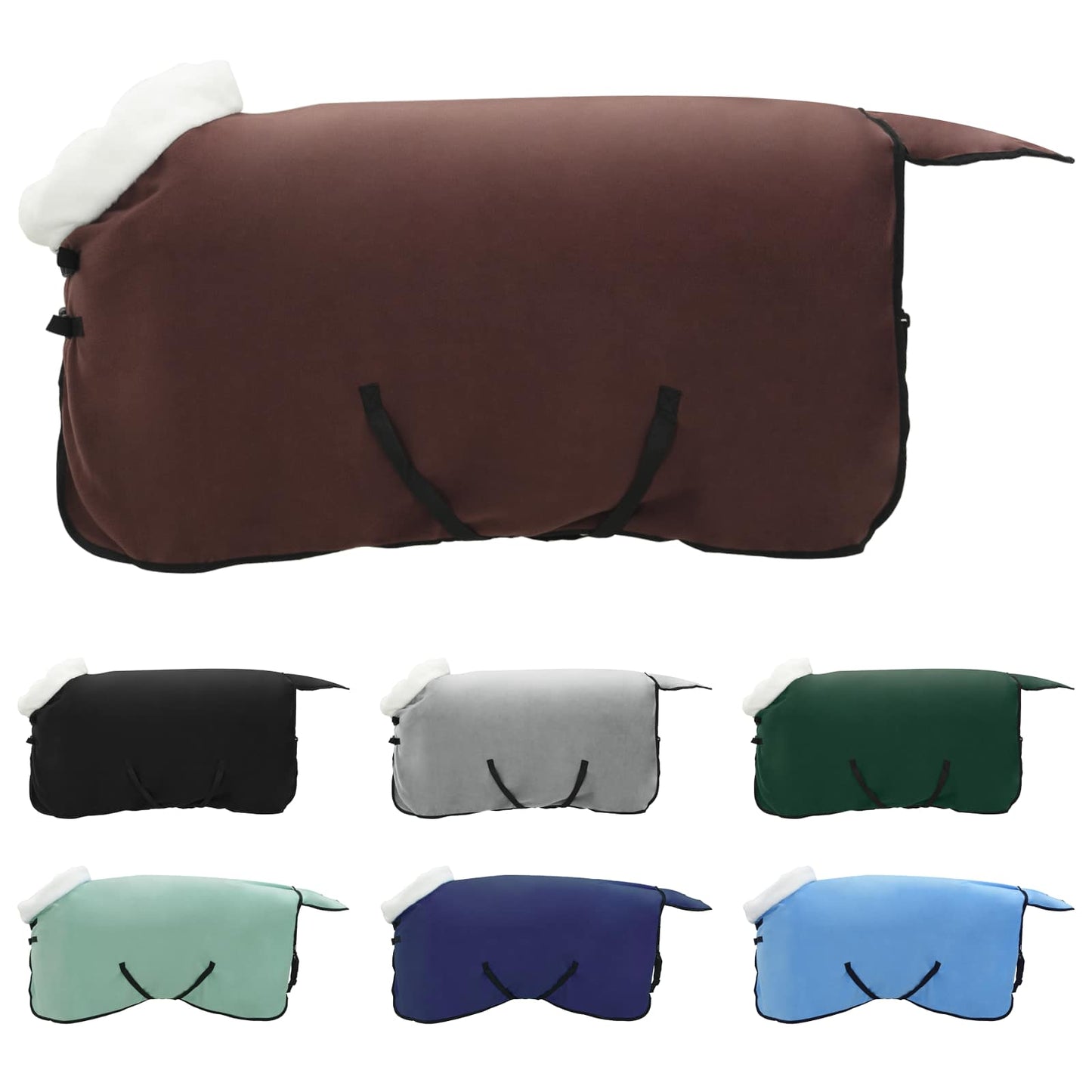 Coperta per Cavalli Marrone Scuro Completo 85 cm Felpa in pile