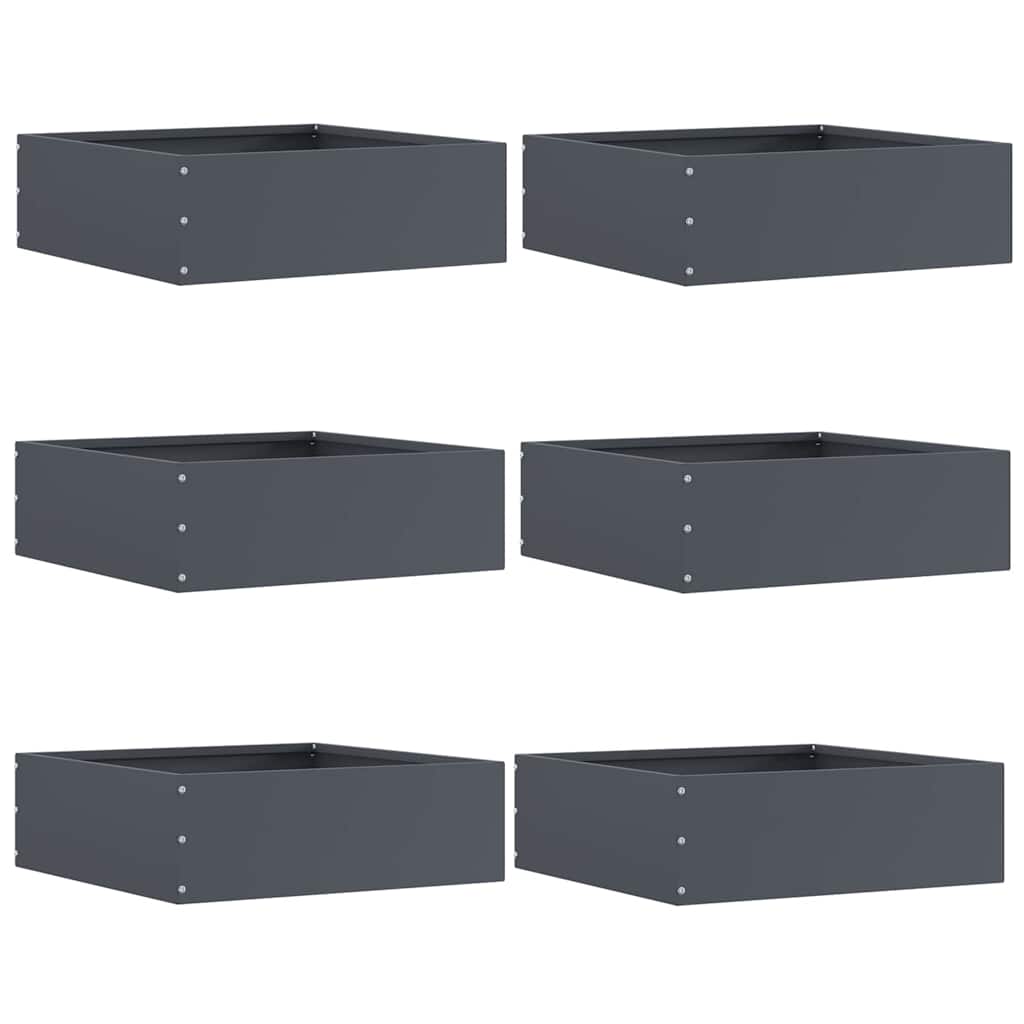 Bordura per Prato 6 pcs Antracite 40 x 40 x 13 cm Acciaio