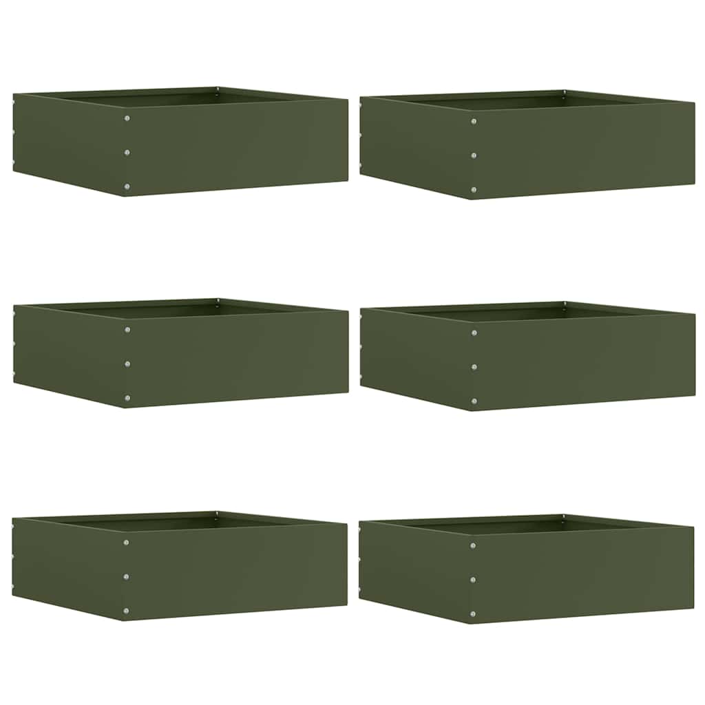 Bordura per Prato 6 pcs Verde oliva 40 x 40 x 13 cm Acciaio