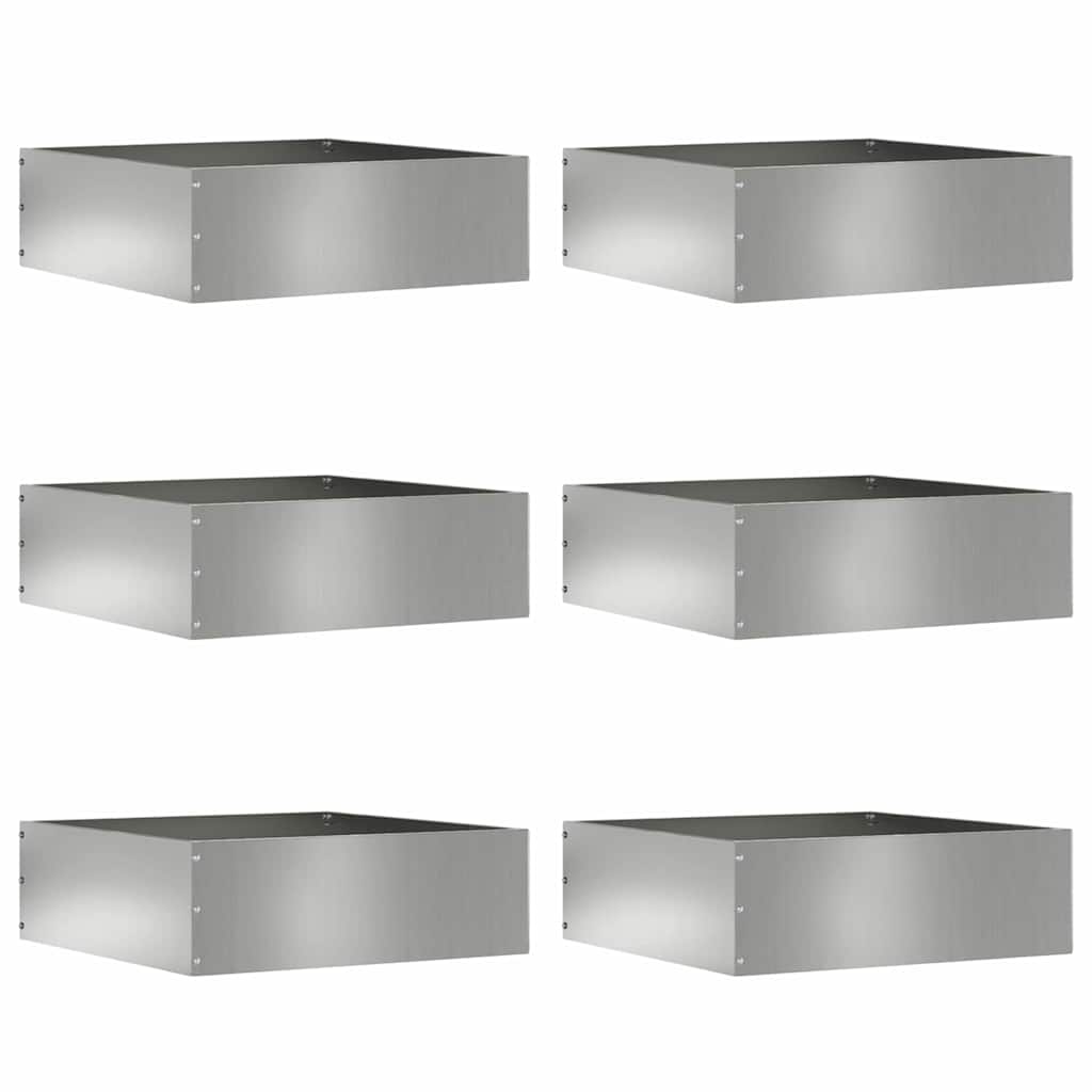 Bordura per Prato 6 pcs Argento 40 x 40 x 13 cm Acciaio zincato